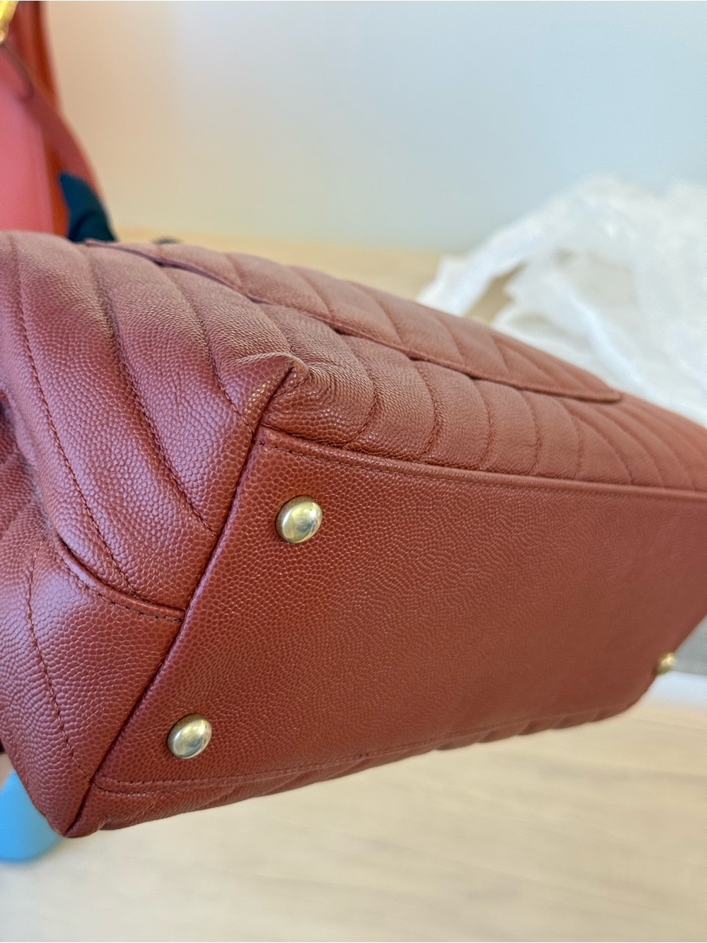 ❌SOLD❌Chanel Quilted Top Handle Bag in Deep Red - Picture 15 of 17